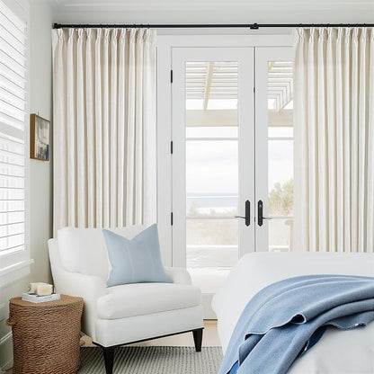 Natural Pinch Pleated Linen Curtain Panels 96 Inches Long 70 Wide | Extra Wide - Image 8