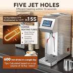 Automatic Commercial Milk Frother 2000W, 5L Professional Stainless Steel Steam Electric Milk Frothers Machine, Six-gears Temperature Setting With LED Display For Tea Coffee Shop (110V-120V)
