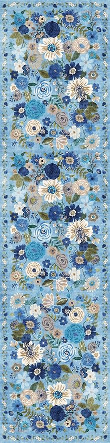 Blue Floral Hallway Runner Rug 3x7 - Image 2