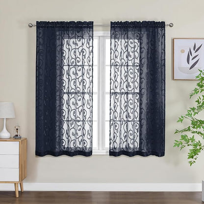 Furman Semi Sheer Curtains 54 inch Length 2 Panels Set, Light Filtering Clip - Image 2