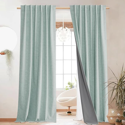 NICETOWN Linen Blackout 108 inch Curtains - Image 2