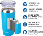 SUNWILL Travel Coffee Tumbler 20 oz, Insulated Mug with Lid, Stainless Steel Cup for Outdoor, Powder Coated Royal Blue