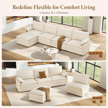 Vesgantti 142" Cloud Couch Sectional Modular Sofa, Comfy Sectional Couch - Image 7