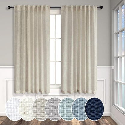 Beige Linen Curtains 45 Inch Length by Pitalk