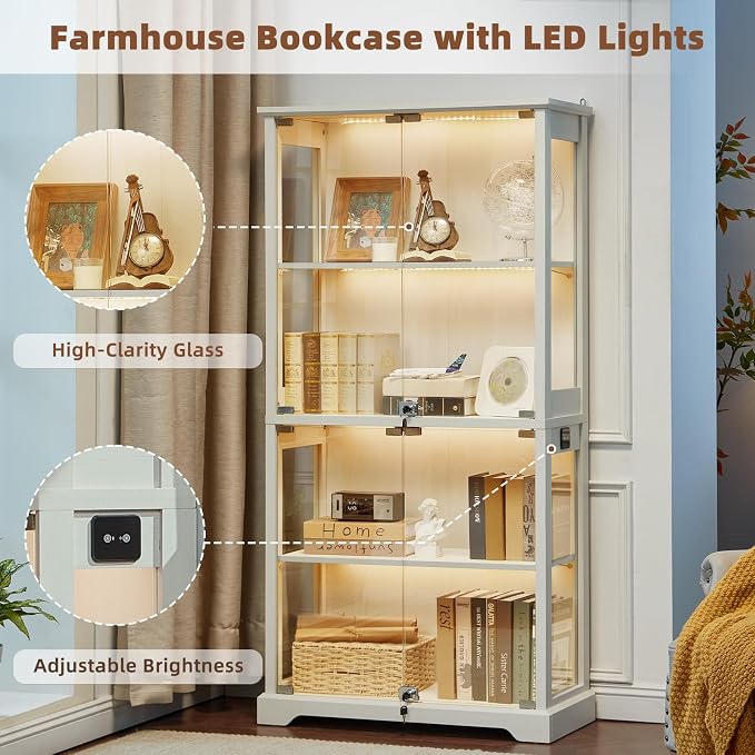 LELELINKY Farmhouse Display Cabinet - Image 3