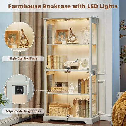 LELELINKY Farmhouse Display Cabinet Set of 2 - Image 8
