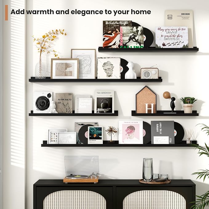 Fun Memories Picture Ledge Shelves Set of 2, 32 Inch Rustic Wall Mounted - Image 7