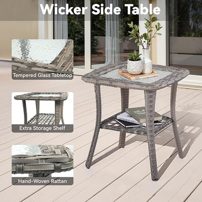 3 Pieces Patio Furniture Sets-Outdoor PE Rattan Wicker Chairs - Image 7