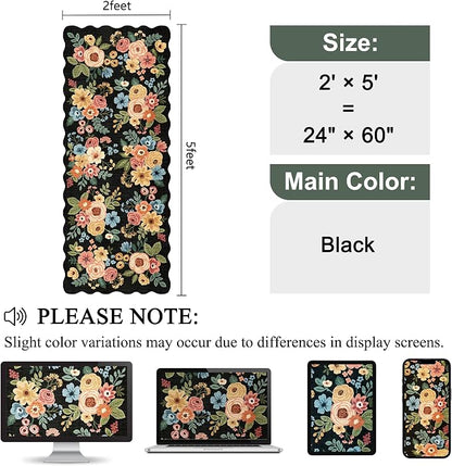 DUKINO 2x5 Washable Runner Rug, Floral Non Slip Rug - Image 2