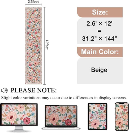 DUKINO 2.6x12 Kitchen Runner Rug, Floral Non Slip Long Washable Rug, Stain - Image 2