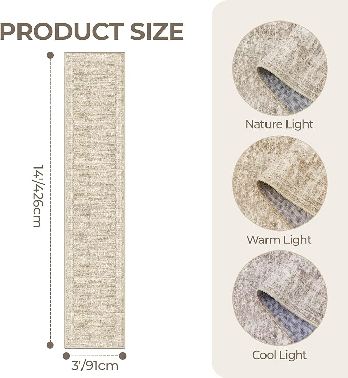 3x14 Runner Rug Non Slip, Washable Hallway Runner Rug, Living Room, Extra Long - Image 2