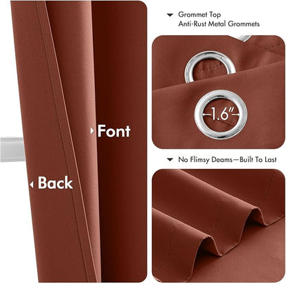 MIULEE Fall Blackout Curtains for Bedroom 2 Panels 40"x45" Long Terracotta | - Image 4