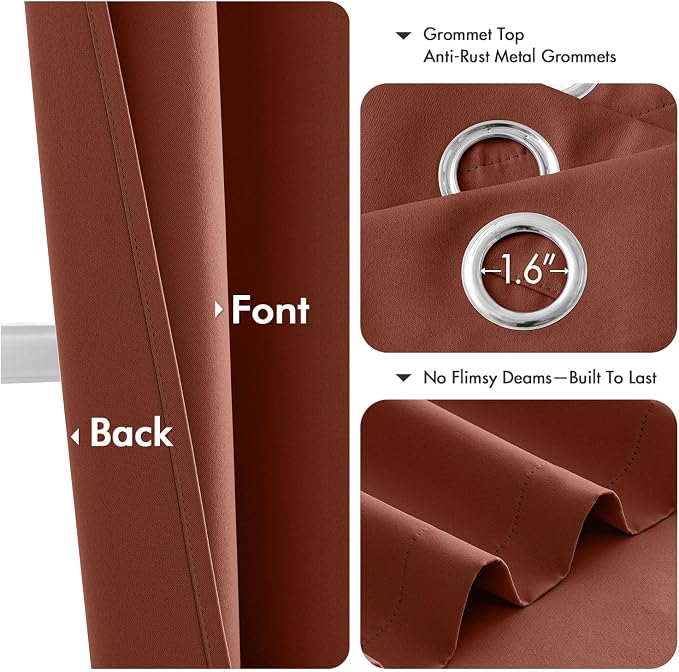 MIULEE Fall Blackout Curtains for Bedroom 2 Panels 40"x72" Long Terracotta | - Image 4