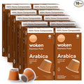 WOKEN COFFEE Compostable Nespresso Pods - Arabica Light Roast Italian Espresso Coffee Capsules Compatible With Nespresso Coffee Machine (100 Pod Count, 10 Boxes)