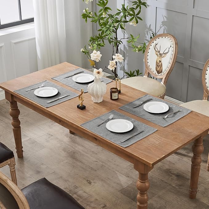 BALCONY & FALCON Placemats Set of 6 Faux Linen Cloth Place Mats Washable - Image 7