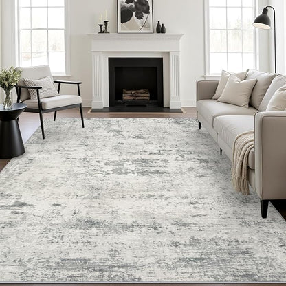 5x8 Area Rug Living Room: Modern Washable Indoor Soft Carpet Gray | by FXRHLP