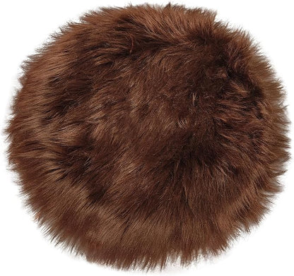 2ft Small Round Brown Rug, Thick Furry Fluffy Carpet - Image 3