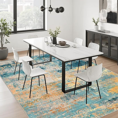 5x8 Area Rug Living Room: Modern Washable Soft Carpet Rosy Haze | - Image 8