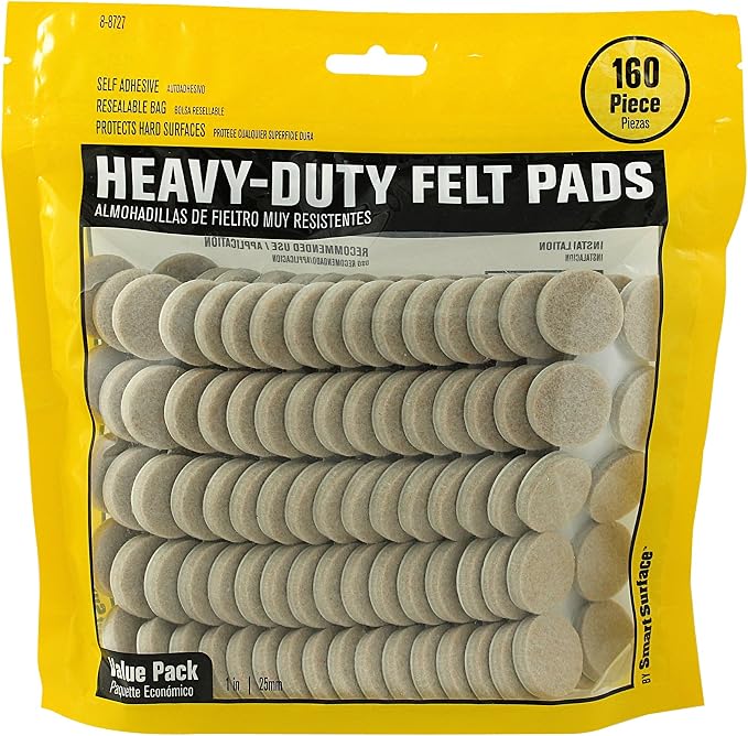 Smart Surface 8727 Heavy Duty Self Adhesive Furniture Felt Pads 1-Inch Round by Smart+Surface+Products