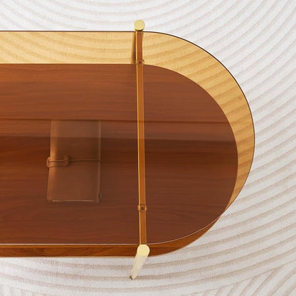 LumFurn Oval Glass Coffee Table, Mid-Century Modern Design, L41 x W21 x H17 inch - Image 9