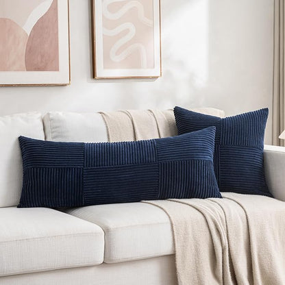 Fancy Homi 2 Packs Navy Blue Decorative Throw Pillow Covers 22x22 Inch - Image 6