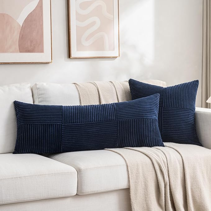 Fancy Homi 2 Packs Navy Blue Decorative Throw Pillow Covers 16x16 Inch - Image 5
