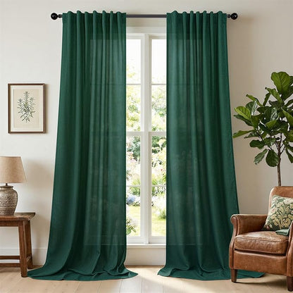 Dark Green Curtains 96 Inches Long by Pitalk