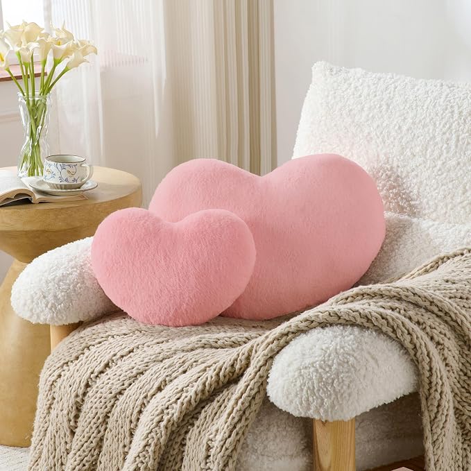 2PCS Throw Pillows Cute Room Decor Heart Pillow Home Decor Decorative Couch - Image 2