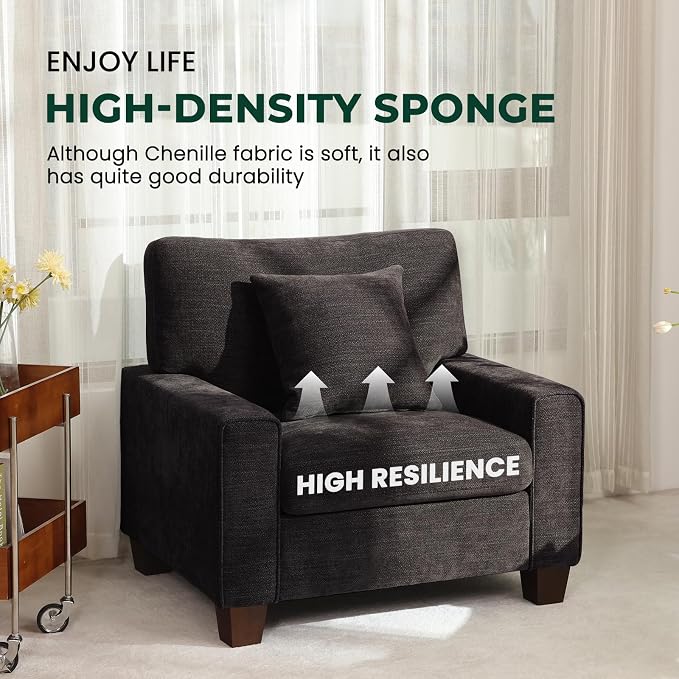 DOPEDIO Modern Living Room Sofa Set, 71.25" Chenille Loveseat - Image 7