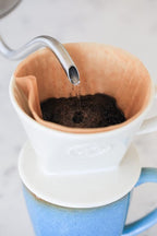 Ceramic Pour Over Coffee Maker with 40 Count Melitta Filters - Elegant Single Serve Coffee Dripper for Rich Brewed Pour Over Coffee