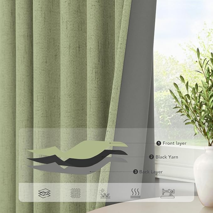 Light Sage Green Short Blackout Curtains - Image 5