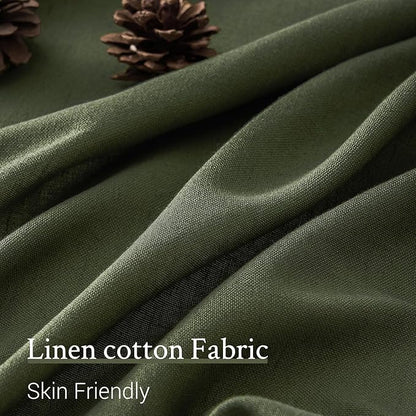 Topfinel Olive Green Pinch Pleated Linen Curtains 100 Inch Length 2 Panels - Image 4