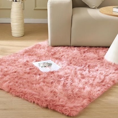 ORINOVA Pink Shag Faux Sheepskin Washable Fur Rug by ORINOVA