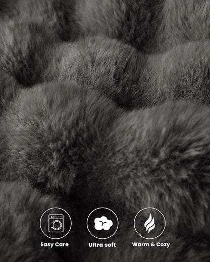 Ultra Soft Cozy Faux Fur Throw Blanket-Fuzzy Plush Thick Bubble Blanket - Image 6
