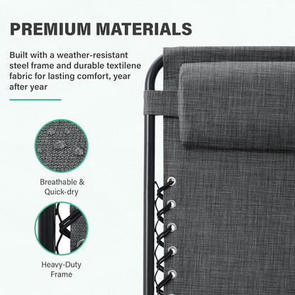 JEAREY Oversized Zero Gravity Lounge Chairs Set of 2, Adjustable Steel Mesh - Image 4