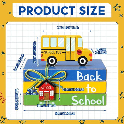 Pinkunn 4 Pcs Back to School Table Decorations School Bus Tiered Tray Decor - Image 3