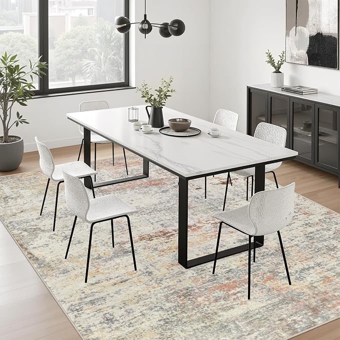8x10 Area Rug Living Room: Modern Washable Indoor Soft Carpet Taupe | - Image 4