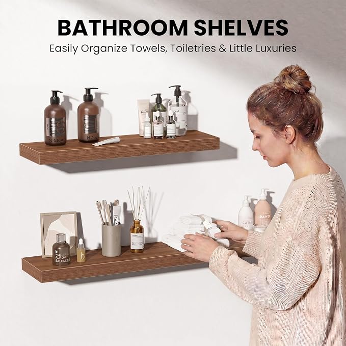 Fun Memories 20 Inch Floating Shelves Wall-Mounted, Engineered Wood Wall Shelves - Image 5