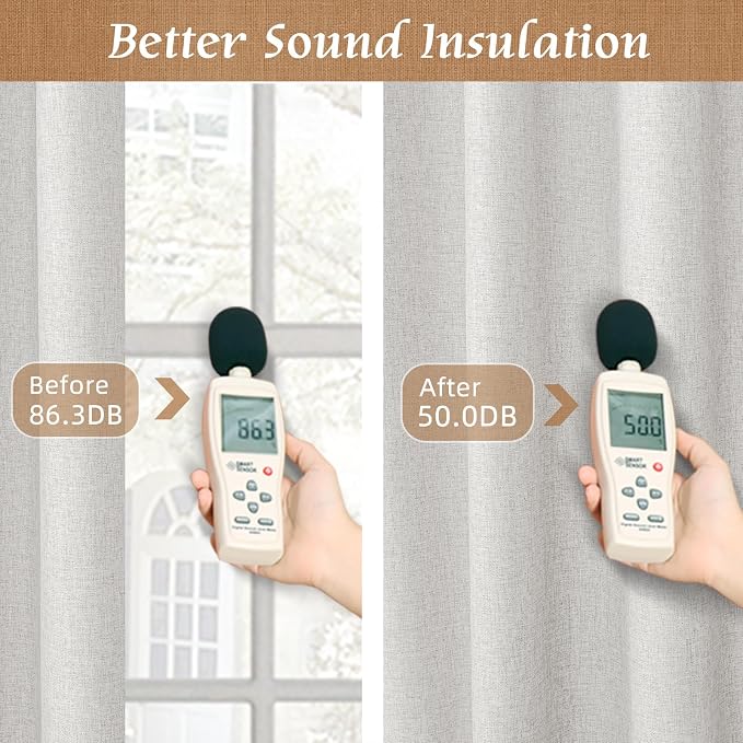100% Blackout Linen Curtains 63 Inches Long - Image 6