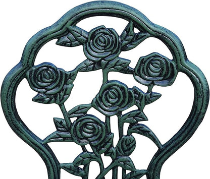 Oakland Living Cast Aluminum Conversation Set Metal Antique Green 3 Piece Patio - Image 3