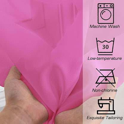 Simplebrand Hot Pink Sheer Curtains 72 Inches Long 2 Panels - Image 6