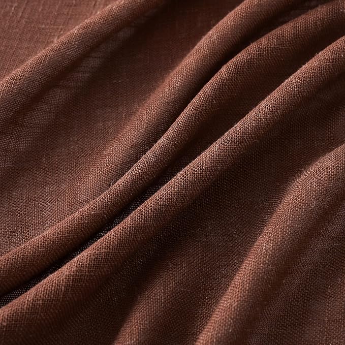 MIULEE Chocolate Brown Linen Curtains 52x84 Inch - Image 4