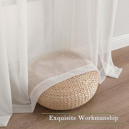 Ivory Sheer Curtains 108 Inches Long 2 Panels, Solid Airy Voile Extra Wide - Image 9
