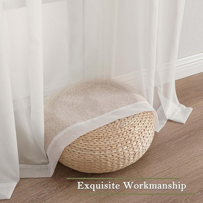 Ivory Sheer Curtains 84 Inches Long 2 Panels, Solid Airy Voile Extra Wide - Image 9