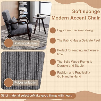 Beige Midcentury Modern Accent Chair - Image 5