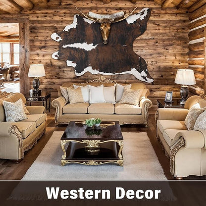 Faux Cowhide Rug, Animal Cow Hide Rug, 4.6 x 5.2 Ft Black and Brown | Premium - Image 5