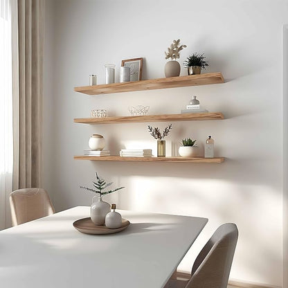YYWUOJJ Wood Floating Shelves for Wall Decor, Rustic Wall Shelves for Bedroom - Image 3