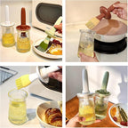 Oil Dispenser with Brush - Glass Olive Oil Dispenser for Kitchen, 3 IN 1 Oil Dispenser Bottle with Silicone Basting Brush for Cooking Vinegar Sauce BBQ Grill Frying (White)