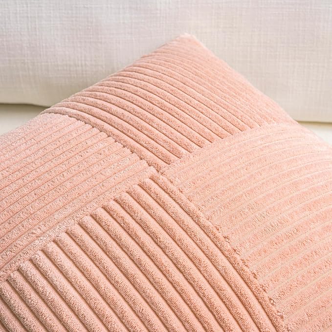 Fancy Homi 2 Packs Peach Euro Decorative Throw Pillow Covers 26x26 Inch - Image 4