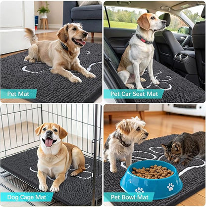 OLANLY Dog Door Mat for Muddy Paws 30x20, Paw Print Design Chenille Mud Mat | - Image 7